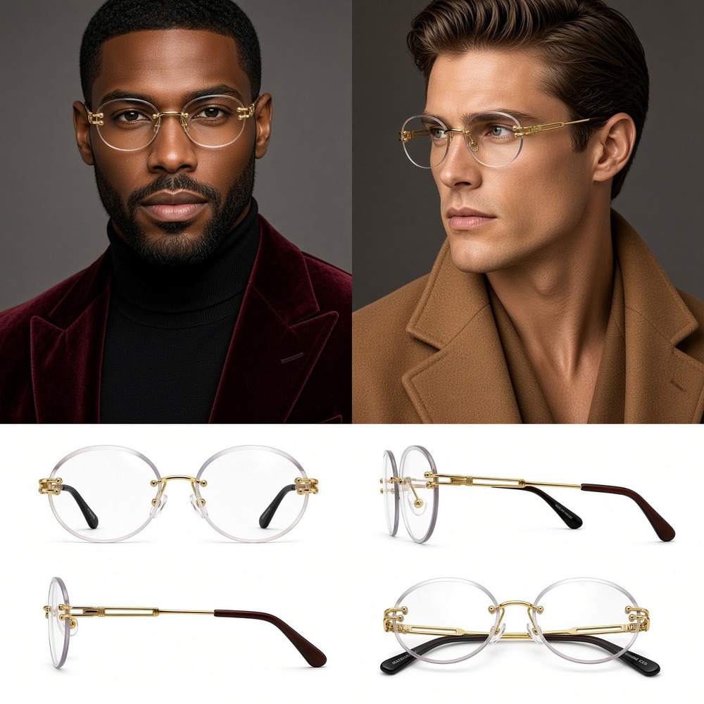 Eye Glasses Gold Frame Clear Lens Hipster Eyeglasses Men Hip Hop Trendy Lentes